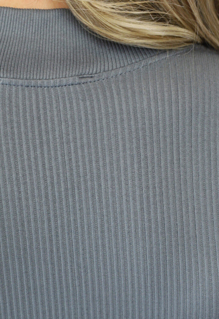 Grijze Rib Sporttop met Zipper