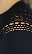 Zwarte Longsleeve Cropped Sport Top met Fishnet Details