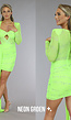 Neon Groene Glitter Jurk met Cut-Out