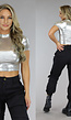Zilveren Metallic Cropped T-Shirt