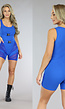Blauwe Mesh Playsuit met Gespsluiting