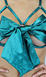 Groene Satin Lingerie Set met Strap- en Strikdetails