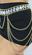 Gouden Waist Body Chain met Grote Strass Stenen