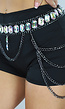 Zilveren Waist Body Chain met Grote Strass Stenen