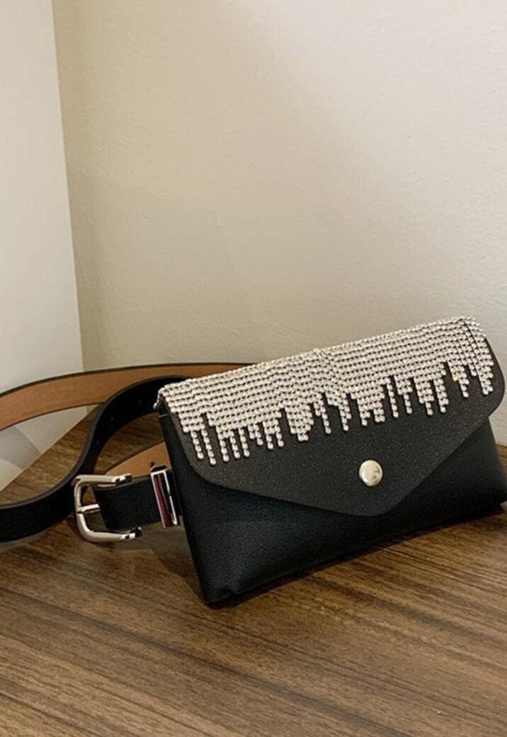 Kleine Zwarte Heuptas met Strass