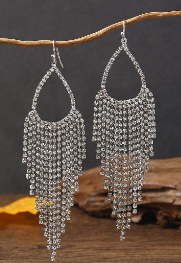 Zilveren Fringe Druppel Oorbellen