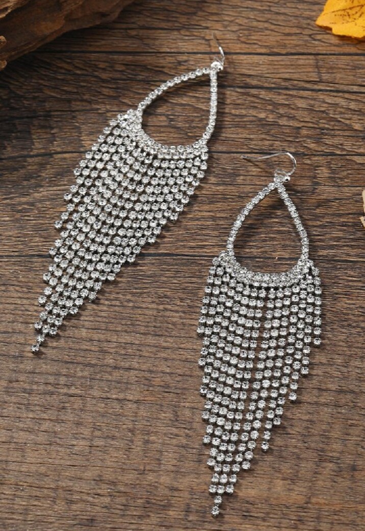 Zilveren Fringe Druppel Oorbellen