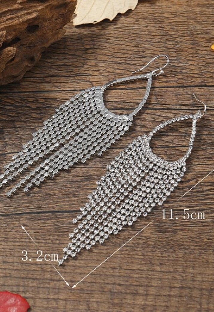 Zilveren Fringe Druppel Oorbellen