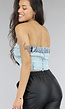 Strapless Blauwe Denim Crop Top