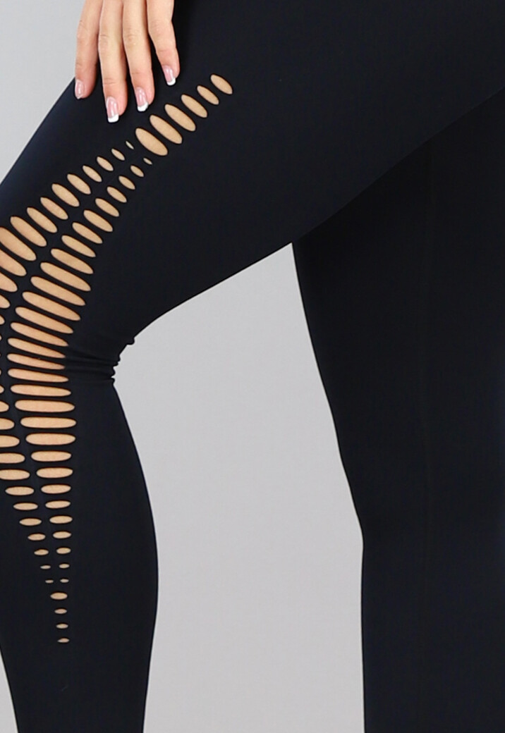 Zwarte 2-delige Sportset met Fishnet Details