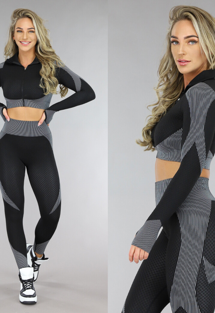 Zwart Sport Knitted 2-Piece Set