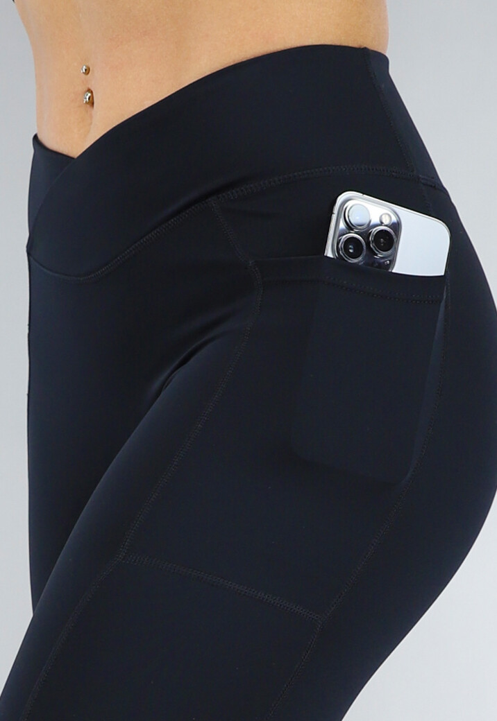 Zwarte Sportlegging met Scrunch en Zakken