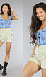 Denim Bustier met Korte Mouwtjes