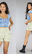 Denim Bustier met Korte Mouwtjes