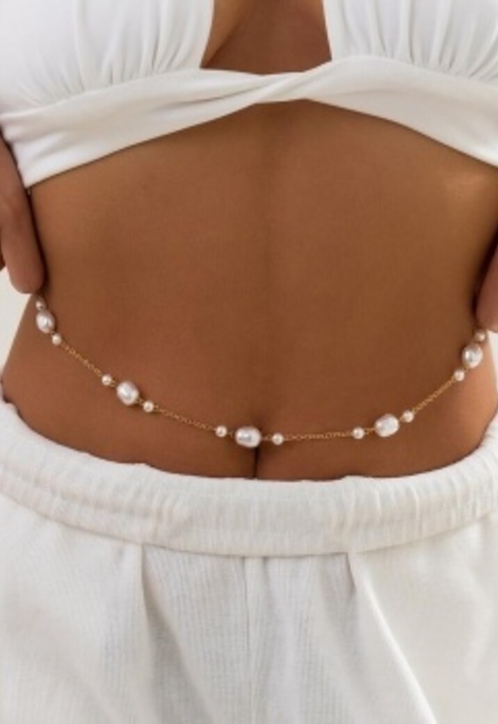 Gouden Heup Bodychain met Parels
