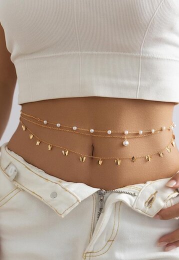 TERUG Gouden Bodychain met Vlinders