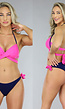 Roze en Blauwe Triangel Bikinibroekje met Strikje