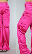 Fuchsia Satijnen Cargo Flared Pants