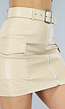 Beige Cargo Rok van Imitatieleer met Riem