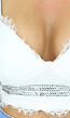 Witte Kanten Crop Top met Glitter Steentjes