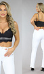 Zwarte Kanten Crop Top met Glitter Steentjes