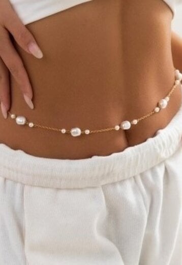 Gouden Bodychain met Parels