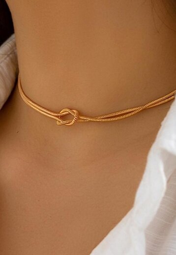 NEW3105 Gouden Ketting met Knoopdetail