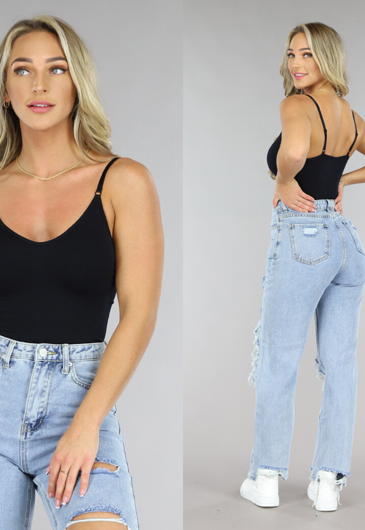 Zwarte Fijngebreide Stretch Bodysuit