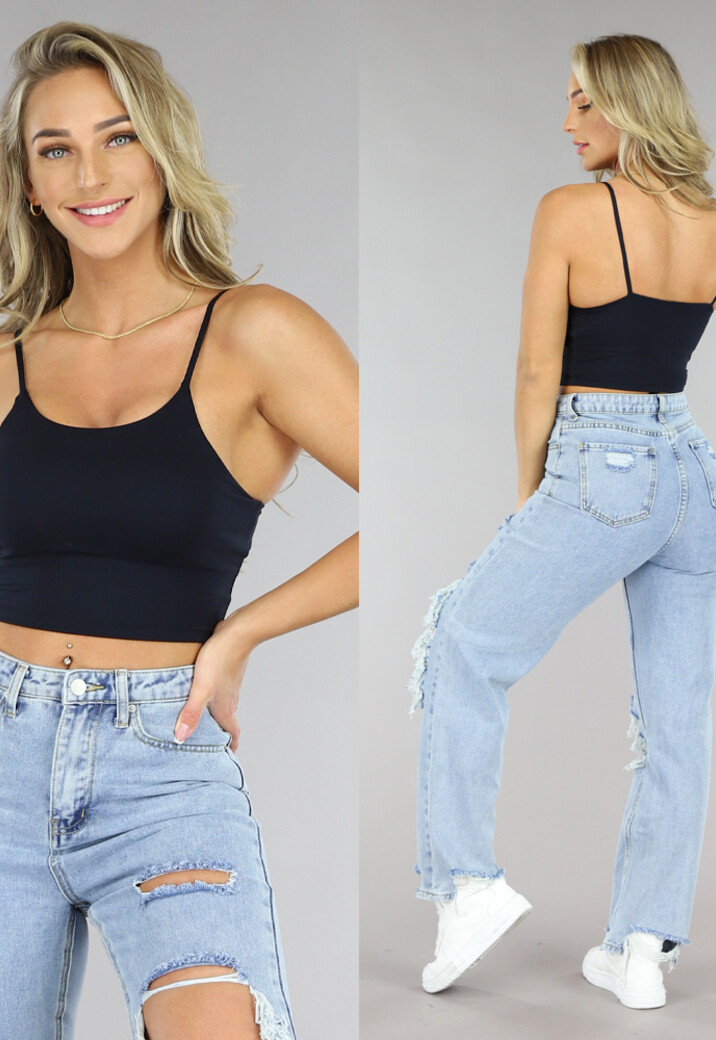 Zwarte Basic Stretch Crop Top