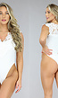 Witte Kanten V Hals Bodysuit