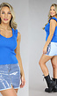 Gebreide Tanktop met Ruches Blauw