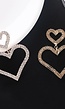 Gouden Glitter Hartjes Oorbellen