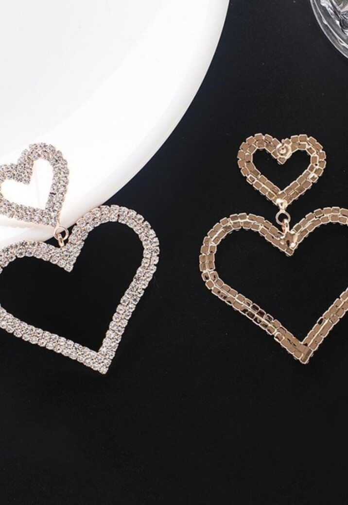 Gouden Glitter Hartjes Oorbellen