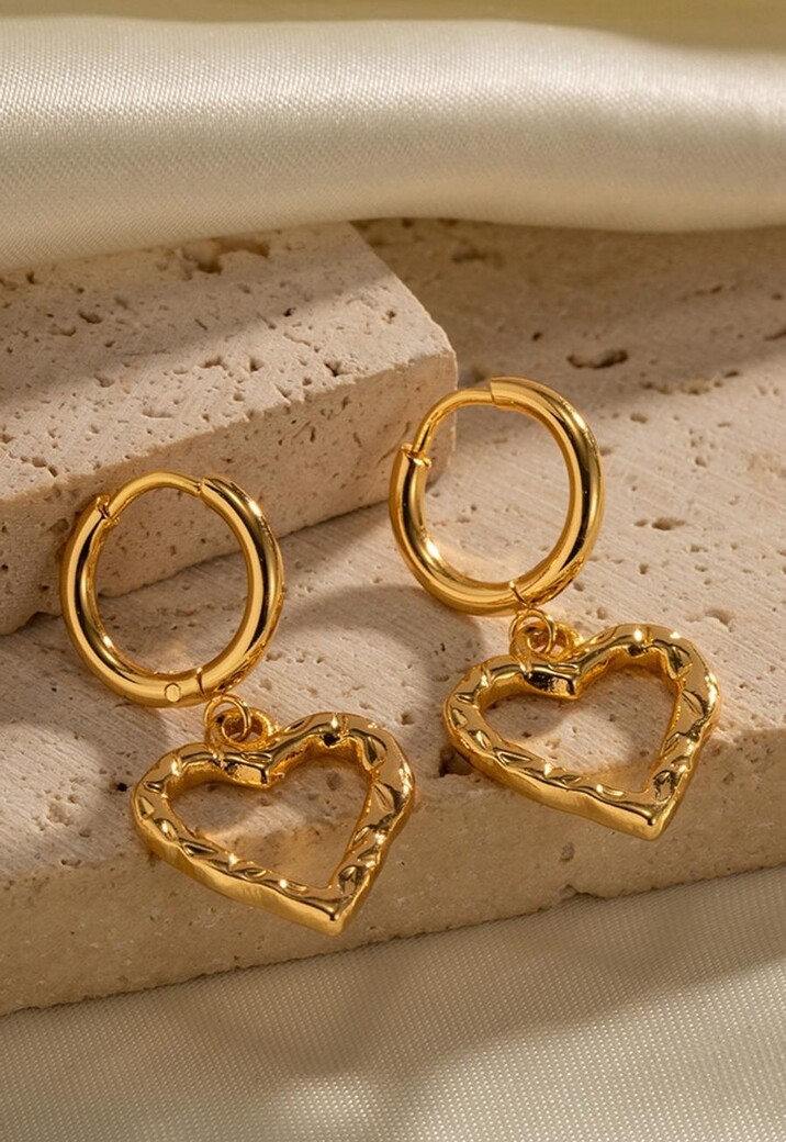 Gouden Oorbellen met Hartjes Hangers