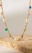 Gouden Ketting met Multicolor Steentjes