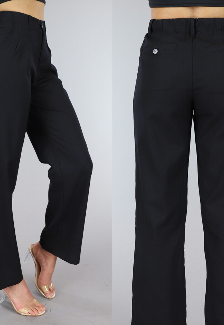 Zwarte Paperbag Broek met Geplooide Taille