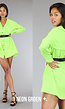 Neon Groene Blousejurk van Mousseline met Riem