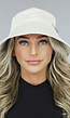 Beige Bucket Hat met Strass Veiligheidsspeld