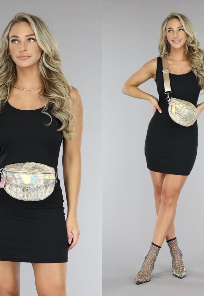 Gouden Holografische Glitter Crossbody Tas