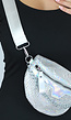 Zilveren Holografische Glitter Crossbody Tas met Ketting