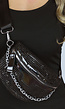 Zwarte Glitter Crossbody Tas met ketting
