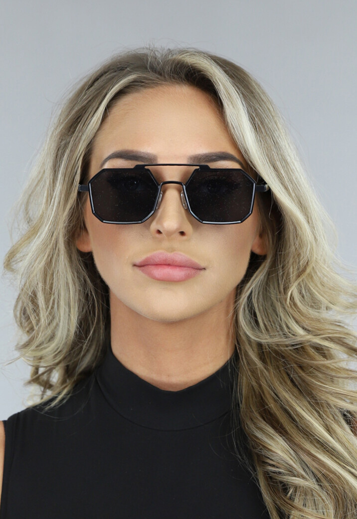 Zwarte Hippie Ovale Zonnebril