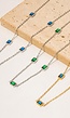 Gouden Ketting met Blauwe Steentjes