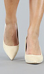 Beige Suèdelook Pumps met Gouden Blokhak