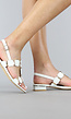 Witte Lederlook Sandalen met Gouden Details