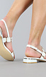 Witte Lederlook Sandalen met Gouden Details