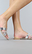 Zilveren Metallic Slippers met Strass