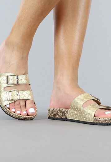 BF2023 Gouden Sandalen met Gespjes