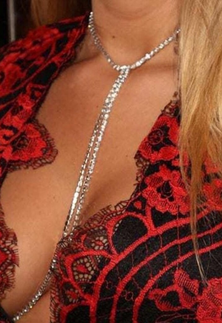 Zilveren Strass Between Boob Ketting