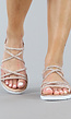 Rosé Gouden Strass Glitter Sandalen met Elastische Hielband